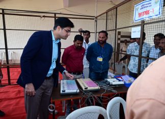नगरपरिषद निवडणूक : जिल्हाधिकाऱ्यांकडून ईव्हीएम कमिशनिंग व मतदान केंद्रांची पाहणी