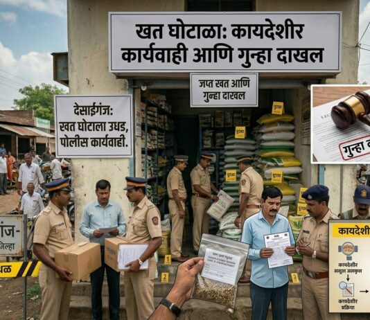 देसाईगंजमध्ये खत घोटाळा उघड ; नाकाडे कृषी केंद्र संचालकावर गुन्हा दाखल