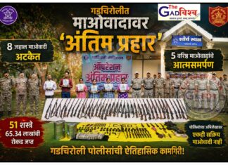 गडचिरोलीत माओवादावर ‘अंतिम प्रहार’; ८ माओवादी अटकेत, ५ जणांचे आत्मसमर्पण, पोलिसांच्या अभिलेखावर एकही सक्रिय माओवादी नाही