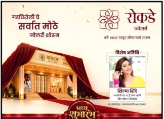 गडचिरोलीत आज रोकडे ज्वेलर्सचा भव्य शुभारंभ; अभिनेत्री शिल्पा शिंदे राहणार उपस्थित