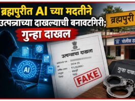 ब्रह्मपुरीत AI च्या मदतीने उत्पन्नाच्या दाखल्याची बनावटगिरी; गुन्हा दाखल